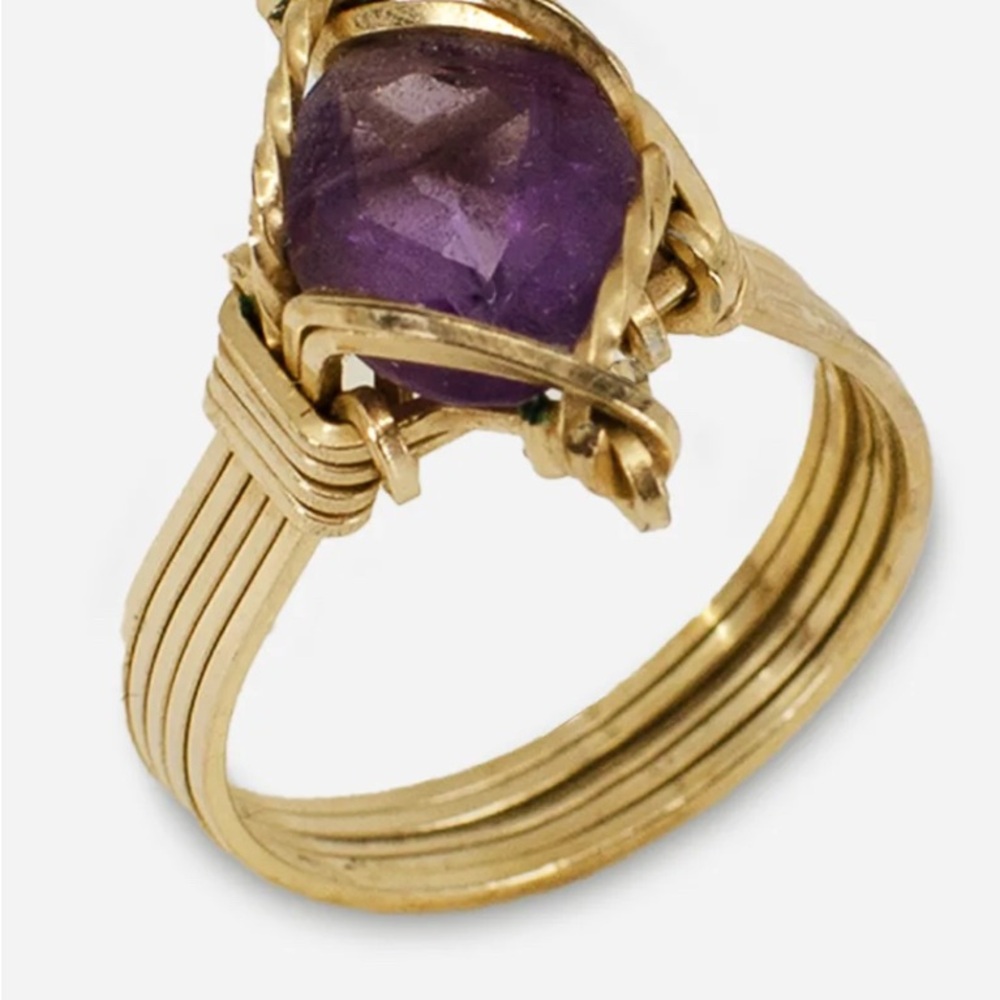 VTG Gold Plated Amethyst Ring - size 6